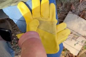 teasing hand job outside