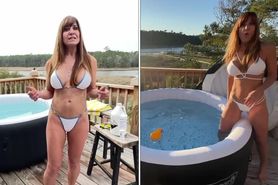 Mature in bikini hot tub