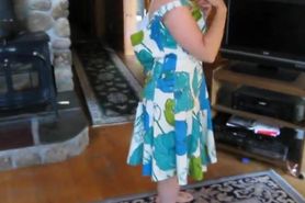 Strip naked showing my big tits crawling to give blowjo