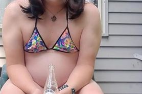 a sissy put bottle in ass outdoors 1654