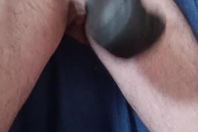 Masturbation Frenzy With a Leather Sack Loaded With 2 k