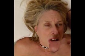 Her choker says CUM SLUT and Mature CumslutBeth proves 