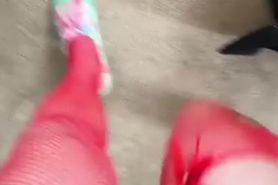 Red stockings and colourful heels