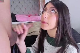 Hot teen with glasses get facial after hard anal poundi