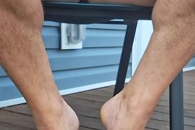 Jerking off outside on my deck