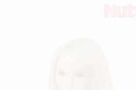 Blonde stunner strips from tight dress