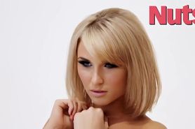 Blonde stunner strips from tight dress