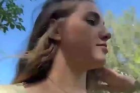 Hot slut swallow load of cum after hard outdoor poundin