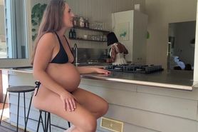 My housemate sucks my pregnant titties dry