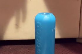 going down on a water bottle