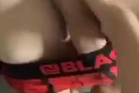 Girl takes a massive uncut cock out of his underwear