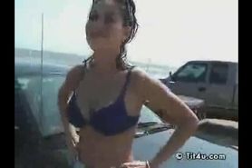 Laura Gonzalez shows her tits on the Texas beach