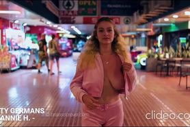 Busty Annie H topless in public