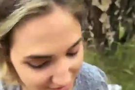 Horny blonde slut takes hard anal pounding outdoor live