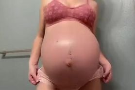 Pregnant Posing in Lingerie