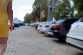 She is pissing in a brand new car