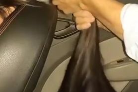 Jerk if with her hair