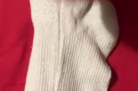 Sock masturbation and cum tribute