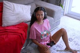 Stepcousin fucks ebony hottie POV while playing games