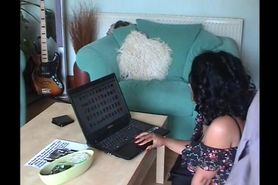 She looks at Wankers huge collection of Her pics