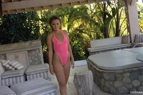 Hot pink seethtough swimsuit