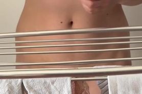 Spied wife while doing the laundry