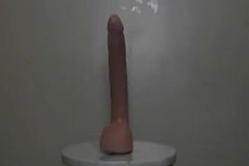 black girl sits on dildo