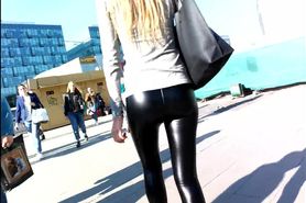 Hot Teen Girl in Leather shiny Latex Leggings