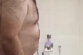 Fat cock erection in shower