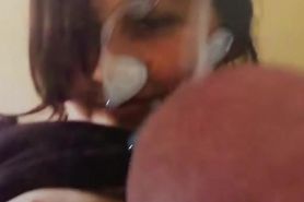 Kinky Catherine gets her big tits cummed