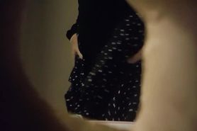 Toilet voyeur through a wall hole