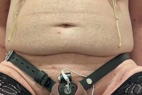 Chastity 4 _ task electro with nipple clamps and frozen