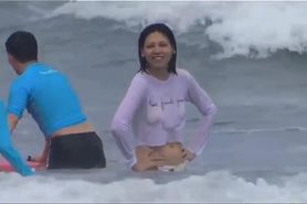 Hot wife play on beach