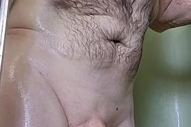 Dripping wet from the shower