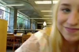 Blonde Masturbating In Library