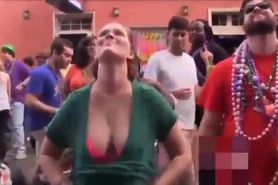 Good Christian mom flashing tits and ass at Mardi Gras