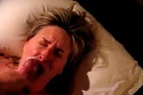 Vintage clip of cumslut Beth taking a load of cum in he