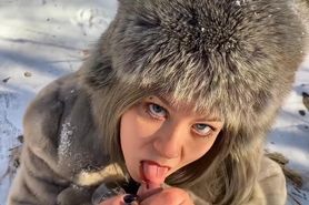 Handjob winter drink cum