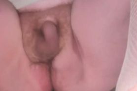 My little sissy cock flopping around as I fuck a cucumb