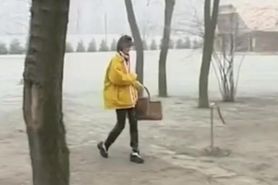 Girl in Leather Jeans Fucking by the Fireplace