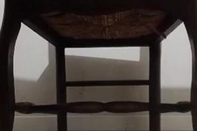 View of my wife under the table