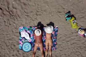 Hairy Nadia Naked on the beach with hubby