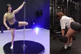 Nerdy gym woman glasses ppole dancing face cream