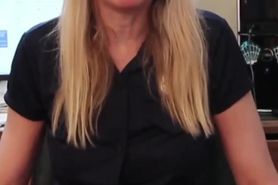 Mature cosplay cop portrait format