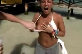 Crystal Cline no face titty flash spring break