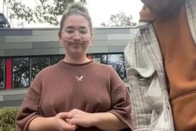 Horny slut suck cock and takes hard doggy pounding in p