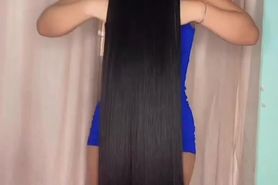 Long dark hair to cum on