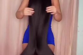 Long dark hair to cum on