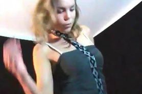 Teen Girl dancing in Leather Pants Leggings