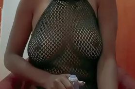 Black Hotty - Nairobi Bunny Masked Ebony Fishnet Body D